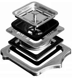 Адаптер для подключения ИПО Bone Crusher к квадратному сливу 3-х болтовый 22-0003AA-00